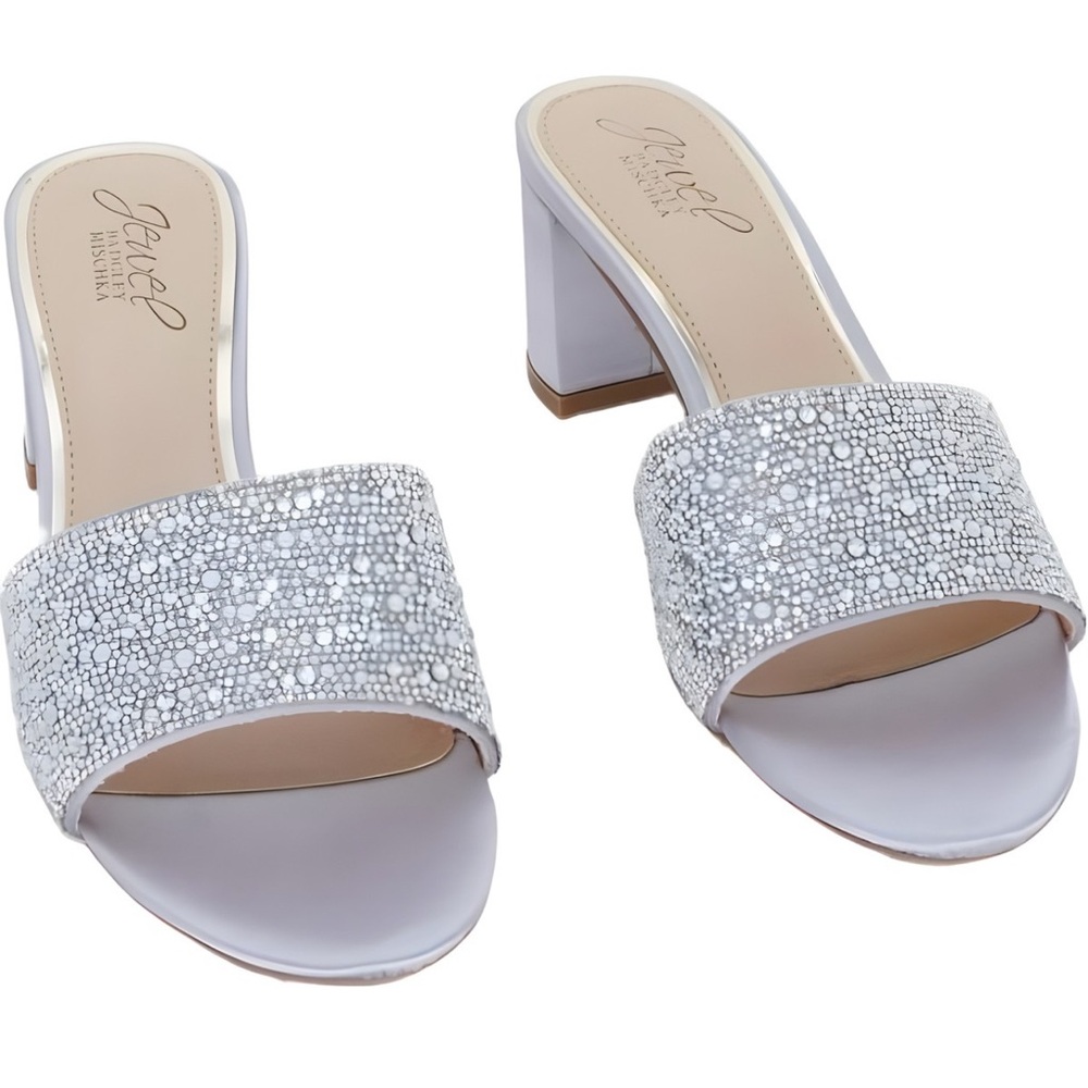 Jewel Badgley Mischka Women’s White Heeled Slide Sandals